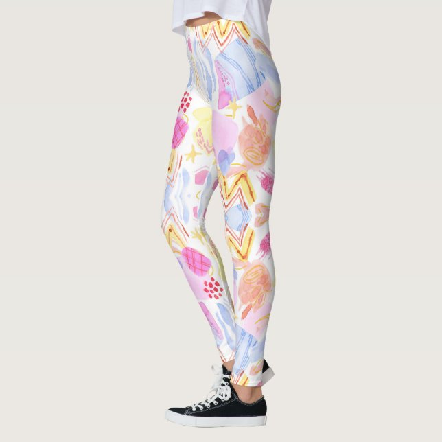 Leggings com um padrão abstrato colorido (Esquerda)