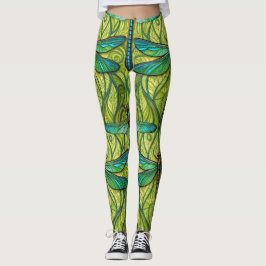 Leggings com um padrão vibrante de libélula