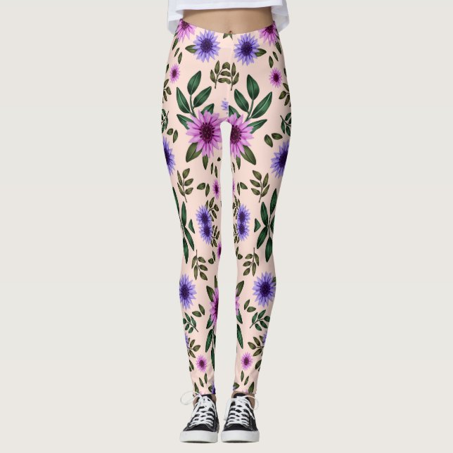 Leggings com um vibrante padrão floral  (Frente)