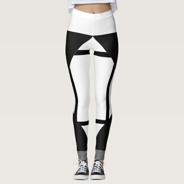 Leggings Composição I Lozenges com 4 linhas pretas (Frente)
