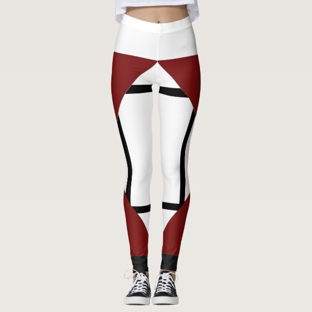 Leggings Composição I Lozenges com 4 linhas Vermel (Frente)