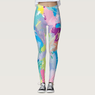 Leggings Confortáveis Modernas de Arte Colorida ab