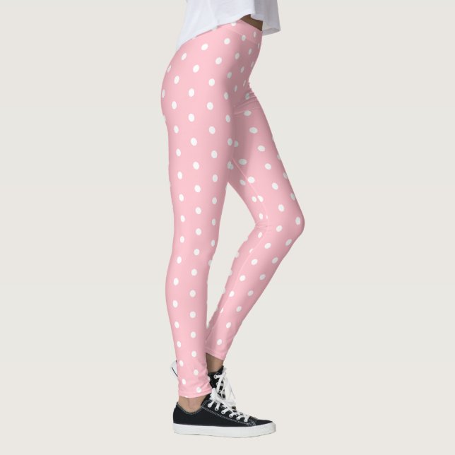 Leggings cor-de-rosa chic com padrão de pontos bra (Direita)