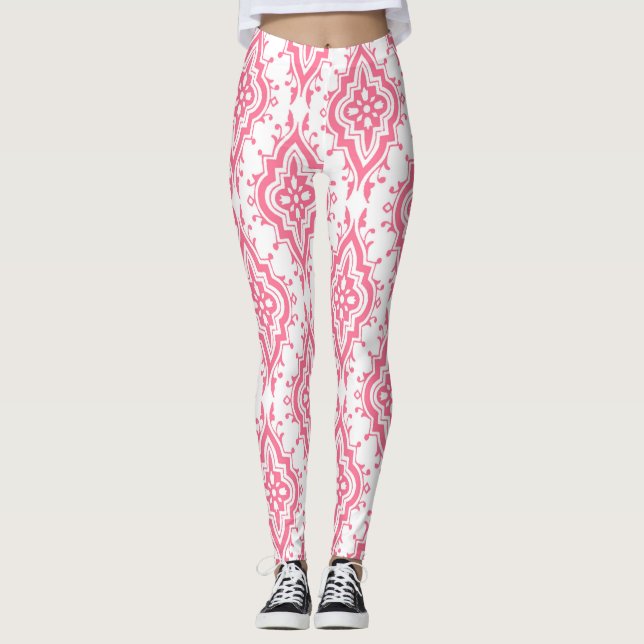 Leggings Cor-de-Rosa com Padrão Paisley (Frente)