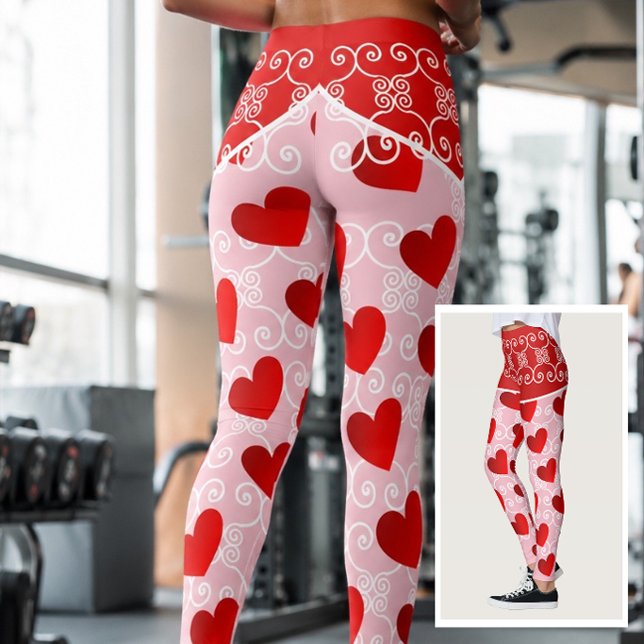 Leggings Corações e Roldanas Rosa e Vermelho (Criador carregado)