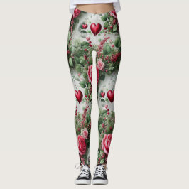 Leggings Corações e Rosas Dia dos Namorados