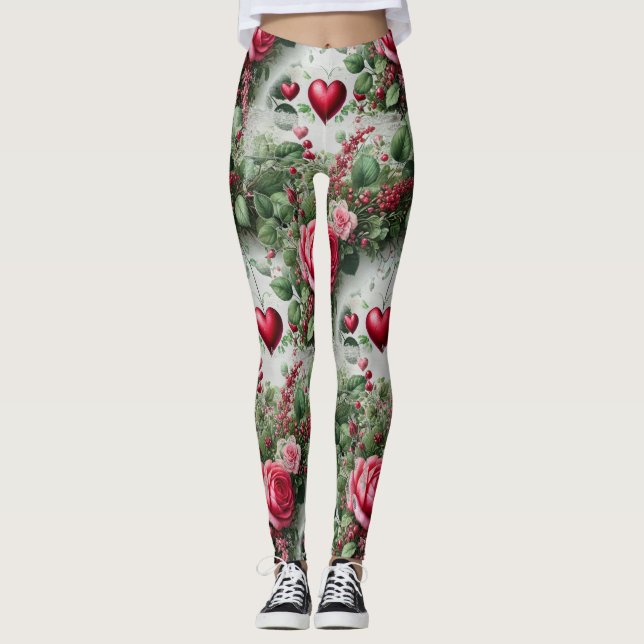 Leggings Corações e Rosas Dia dos Namorados (Frente)