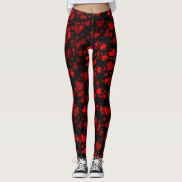 Leggings corações vermelhos padrão moderno elegant