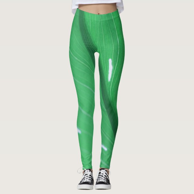 Leggings Cores Pastéis Folha Verde Pálido (Frente)