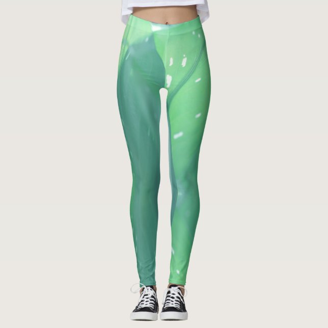Leggings Cores Pastéis Folha Verde Pálido (Frente)