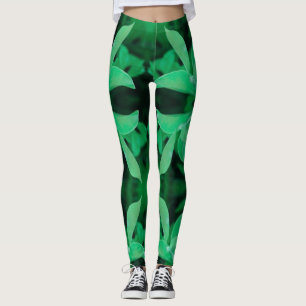 Leggings Cores Pastéis Folha Verde Pálido Planta