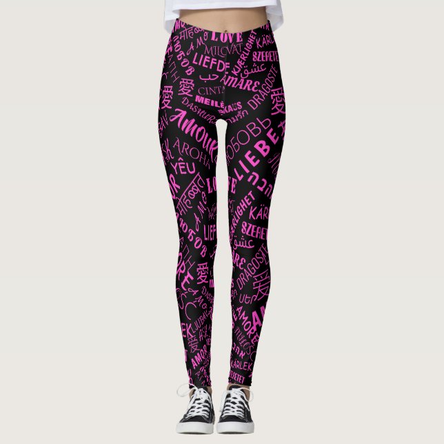 Leggings Cores Personalizadas Texto de Amor em Múl (Frente)