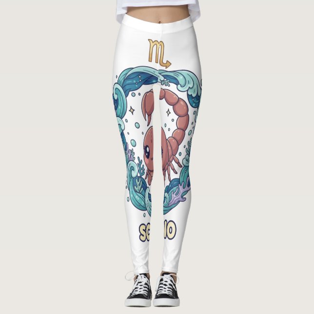 Leggings Cute Kawaii do Signo de Escorpião (Frente)