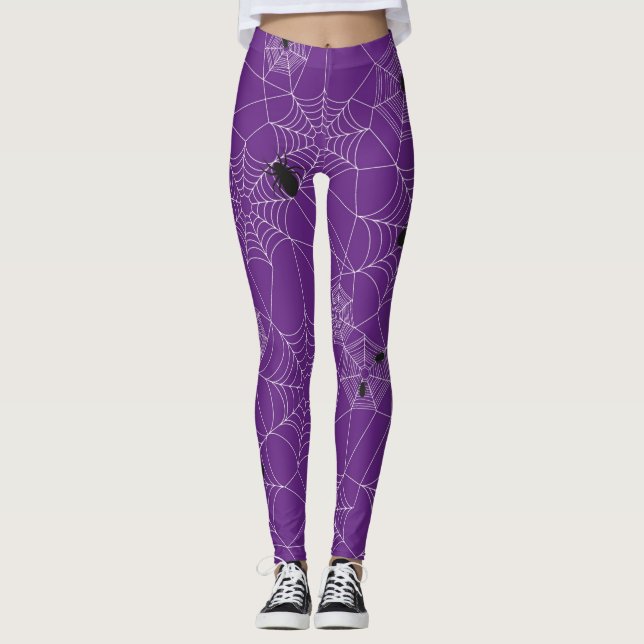 Leggings da aranha do Halloween - Roxo (Frente)