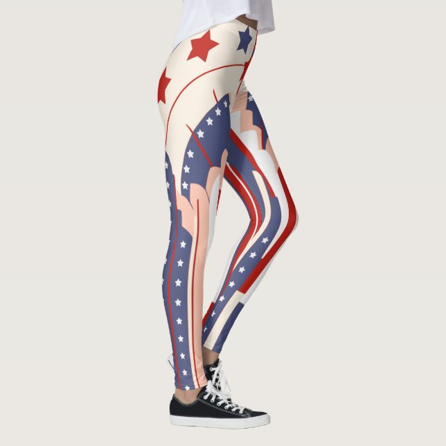 Leggings da Bandeira dos EUA Art Deco para 4 de Ju (Direita)
