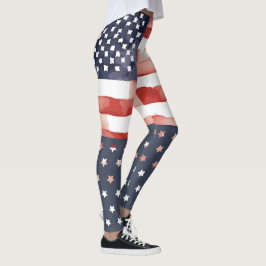 Leggings da Bandeira dos EUA com estrelas na parte