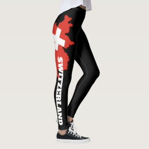 Leggings da Bandeira Suíça - Design de Mapa da Suí