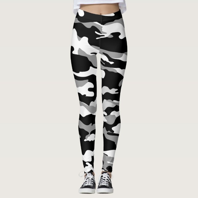 Leggings da Camuflagem Branca e Negra (Frente)