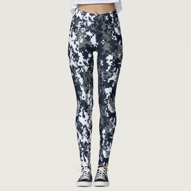 Leggings da Camuflagem Branca Preta, de uso femini (Frente)