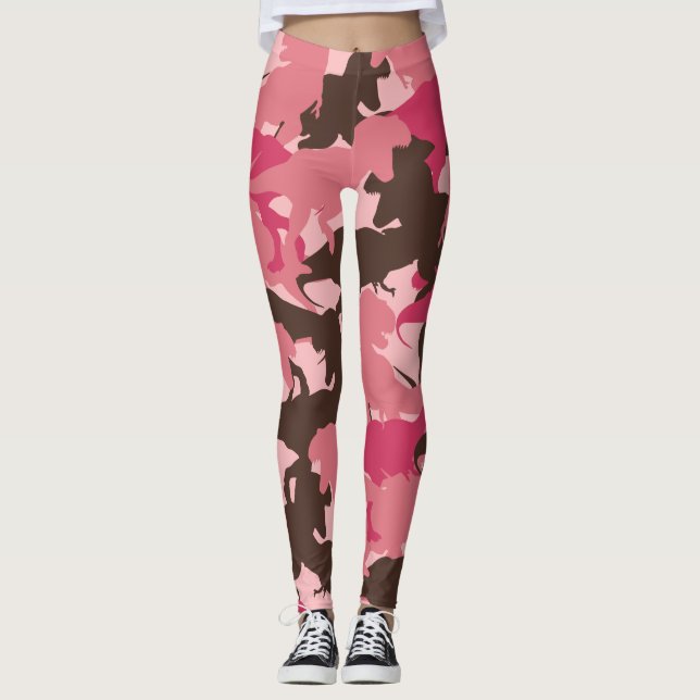 Leggings da Camuflagem do Dinossauro Rosa (Frente)