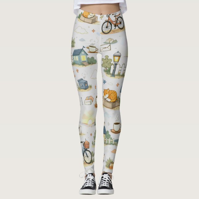 Leggings da Cidade Sonolenta ao Amanhecer (Frente)