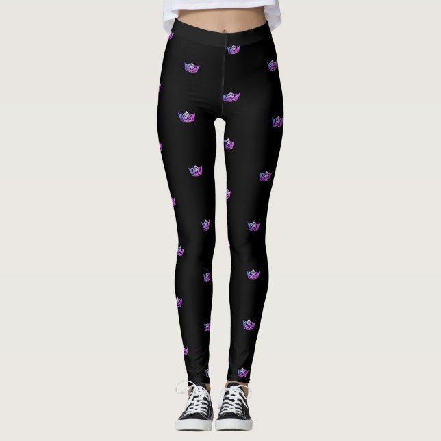 Leggings da Coroa Rosa Escura da América (Frente)