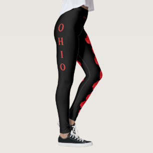 Leggings da Flor do Craveiro do Estado Negro de Oh