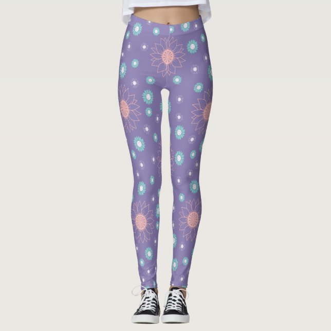 Leggings da Flor Roxa - Ajustado Chic & Comfy (Frente)