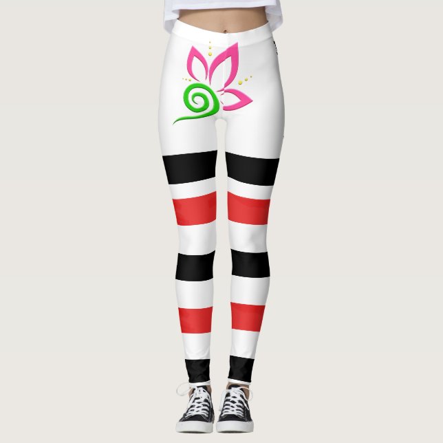 Leggings da linha preta vermelha (Frente)