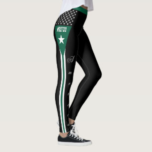 Leggings da linha verde fina, bandeira americana,