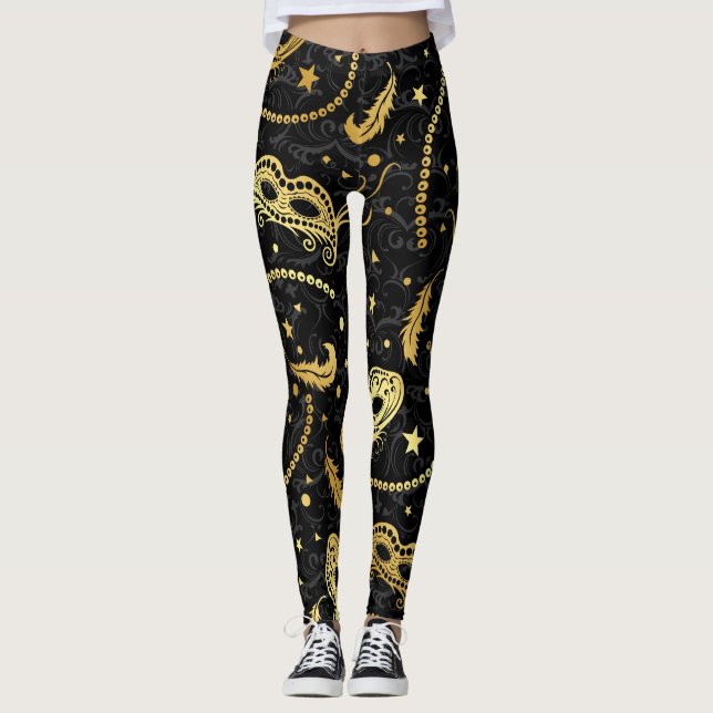 Leggings da Moda Mascarada do Mardi Gras (Frente)