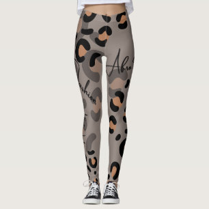 Leggings da mulher leopardo-negra e marrom