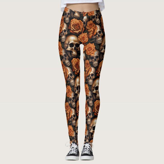 Leggings da Série Caveira e Rosas Design 9 (Frente)