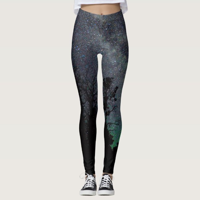 Leggings da Starry Night Sky & Trees (Frente)