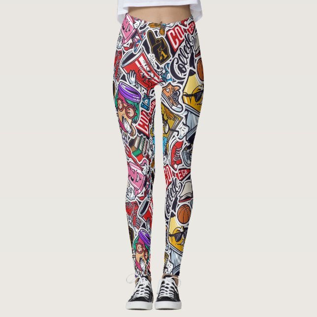 Leggings da Universidade Retro - Estilo Divertido  (Frente)