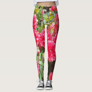Leggings Dahlias cor-de-rosa
