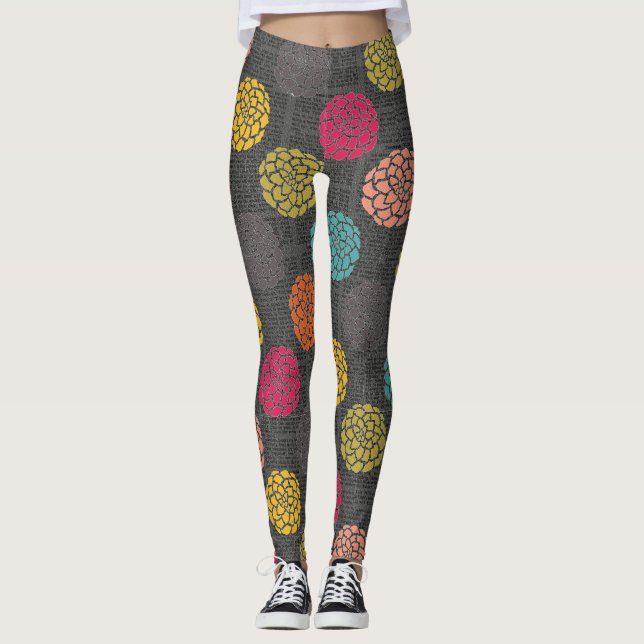Leggings Dahlias Negras (Frente)