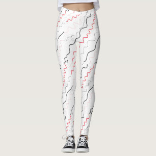 Leggings das linhas pretas e vermelhas e pretas