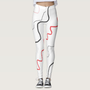 Leggings das linhas pretas e vermelhas pretas