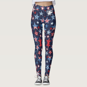 Leggings de 4 de julho com logotipo branco B&BE