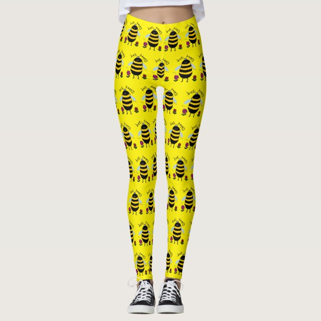Leggings de Abelha Seja Feliz Cartoon (Frente)