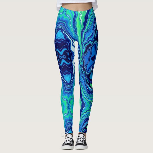 Leggings de abertura azul (Frente)