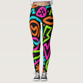 Leggings de abertura de bolhas de neon - Vibes de 