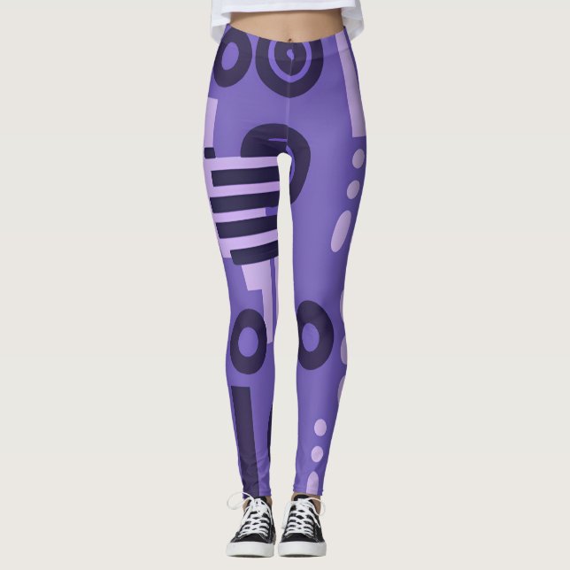 Leggings de abstrato art em tons de roxo (Frente)