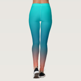 Leggings de Abstrato de Coral de Turquesa Pálida