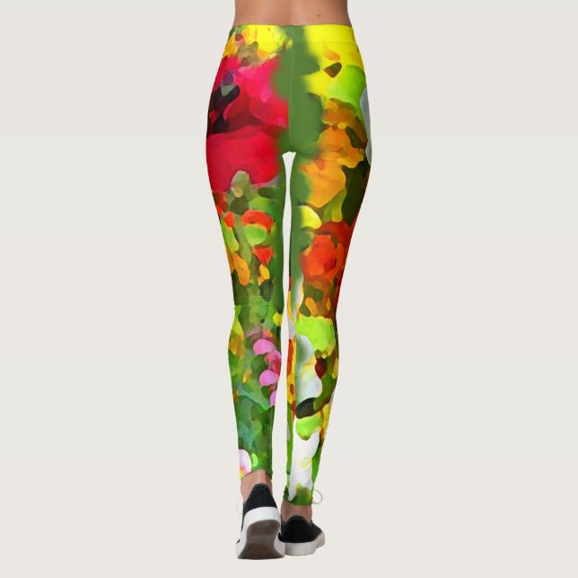 Leggings de Abstrato de Flor Floral (Verso)