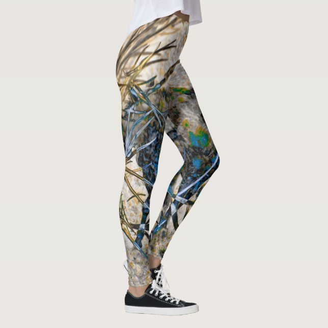 Leggings de Abstrato de ramos e cavalos (Direita)