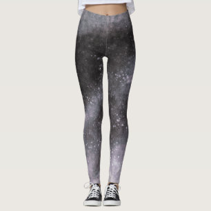 Leggings de Abstrato do Sparkle Galaxy Silver