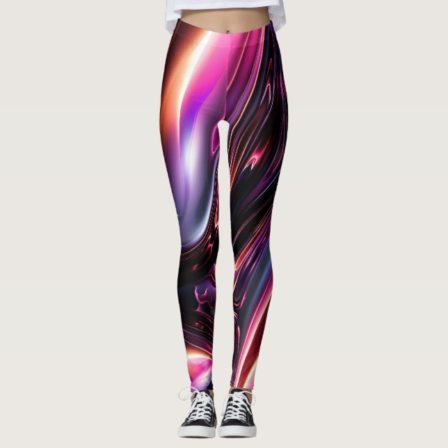 Leggings de abstrato Neon Lines (Frente)