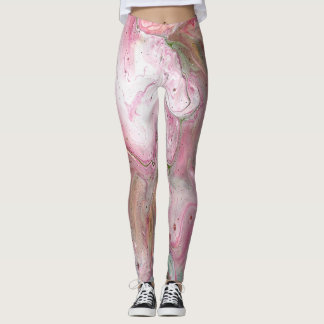 Leggings de Abstrato verde suave e cor-de-rosa